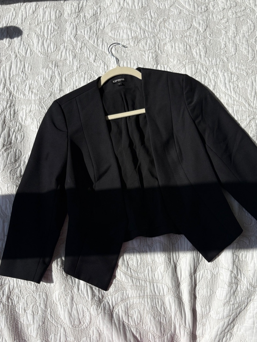 Express Black Open-Front Collarless Blazer